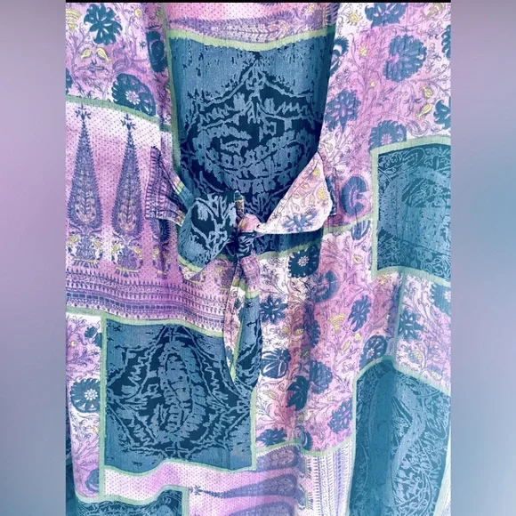 Vintage Sharon Anthony Patchwork Vest Tunic Top Boho Artsy Button Front Plus 2X - Picture 5 of 7